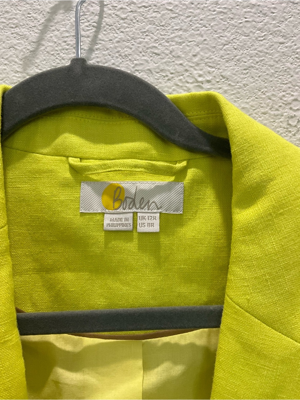 BODEN Women's Neon Yellow Linen Blazer Size 8 - Picture 8 of 10